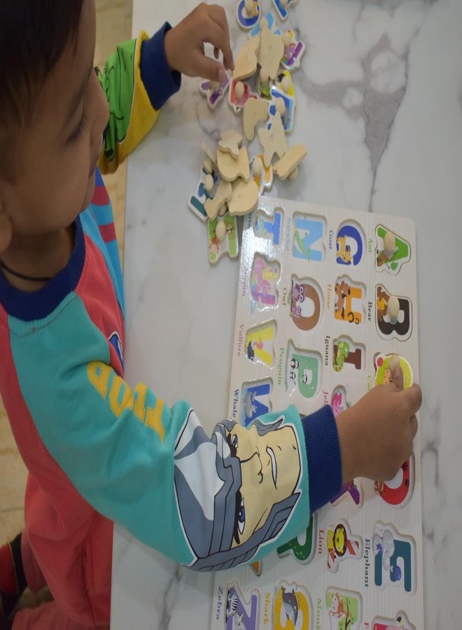 Pingo Play Wooden Alphabet Knob Puzzle Board with Whiteboard Back | Montessori A-Z Learning Toy for Toddlers | 2-in-1 Puzzle & Writing Board, Fine Motor Skills, Early Education Toy for Kids 2-6 Years - Image 3